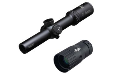Image of Burris MTAC 1-4x24 mm Rifle Scope, 30 mm Tube, Second Focal Plane, Black, Matte, Red Ballistic Plex CQ Reticle, MOA Adjustment, w/ TRYBE Optics Enhancer, 200437-KIT1