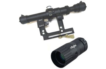 Image of OP Exclusive - Kalinka Optics POSP 2-6x24 Rifle Scope, 1000m Rangefinder, AK, Black, GSPOSP2624AK1 w/ Trybe Optics Enhancer - Magnification Doubler