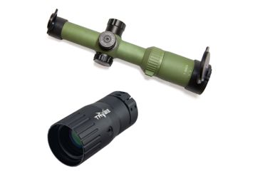 Image of OP Exclusive - Pride Fowler Industries RR-Evolution-3G Rifle Scope, 1-6x24mm, 30mm Tube, First Focal Plane, Red Illumination, Rapid Reticle 3G BDC Reticle, Green, RR007-FDE w/ Trybe Optics Enhancer -