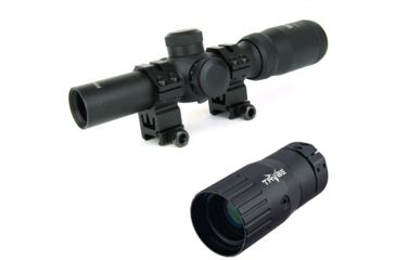 Image of OP Exclusive - Tacfire 1-4X24 Tri. Illuminated First Focal Scope/Rings/Mil-Dot Reticle / Etched Glass, Black, SCFFP1424M w/ Trybe Optics Enhancer - Magnification Doubler