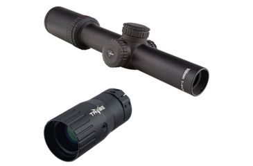 Image of OP Exclusive - Trijicon AccuPower RS-24 1-4x24mm Rifle Scope, 30 mm Tube, SFP, Black, Green Standard Duplex Crosshair w/ Dot Reticle, MOA Adjustment, w/ TRYBE Optics Enhancer, RS24-C-1900005-KIT1