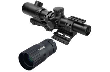 Image of OP Exclusive - Vism Evolution 1.1-4X24 Scope/ Dot Plex/ And Vism Vmsprb Mount Combo, BLACK VEVOFD11424G/SPR w/ Trybe Optics Enhancer - Magnification Doubler