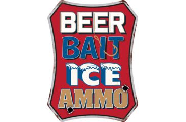 Image of Open Road Brands Die Cut Emb Tin Sign Beer,bait,ice,ammo