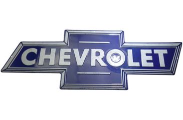 Image of Open Road Brands Die Cut Emb Tin Sign Chevrolet Bowtie Blue