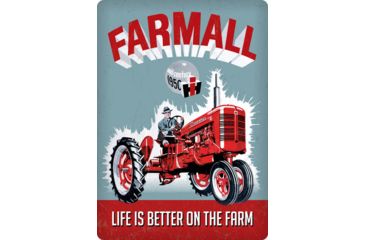 Image of Open Road Brands Die Cut Emb Tin Sign Farmall Life Is Bettr