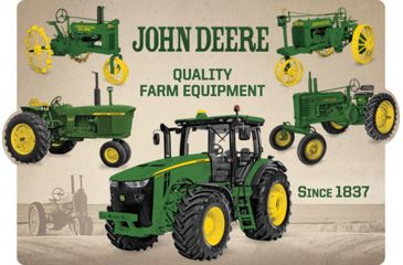 Image of Open Road Brands Die Cut Emb Tin Sign John Deere Collage
