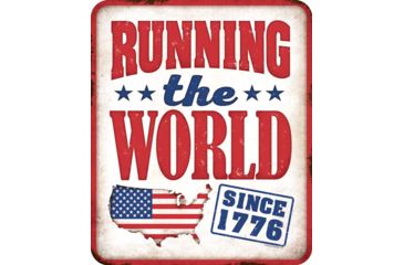 Image of Open Road Brands Die Cut Emb Tin Sign Running The World