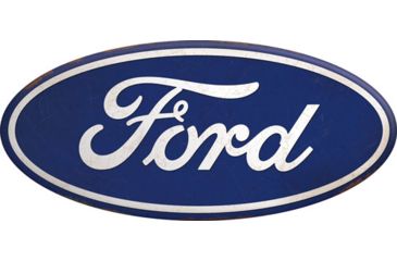 Image of Open Road Brands Hollow Curved Tin Button Ford Logo Blue