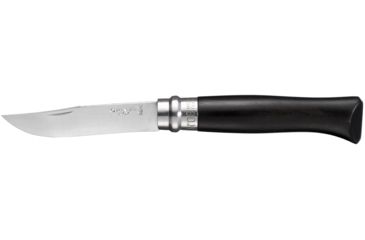 Image of Opinel Ebony Folding Knife No.8, 3.25in, Stainless Steel, Standard Edge, Mirror Polish, Black Handle, 001352