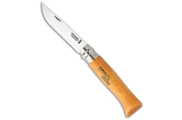 Image of Opinel Opinel Knives No. 8 Carbon Steel Knife Beech Wood 3.25&quot; Satin, Wood, High Carbon Steel, adult, BHQ-14346