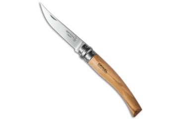 Image of Opinel Opinel Knives No 8 Slim Stainless Steel Folding Knife Olive Wood 3.12" Satin #, Wood, Stainless Steel, adult, BHQ-27871