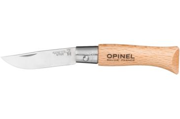 Image of Opinel Stainless Steel Folding Knife No.3, 2 1/8in., w/ Virobloc, 12C27 Sandvik SS, Beechwood Handle, Wood, 001071