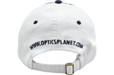 Image of OpticsPlanet Hat Front View, White with Blue Details