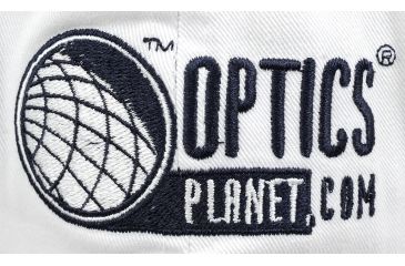 Image of OpticsPlanet Hat Front View, White with Blue Details