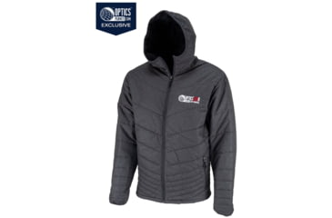 Image of OpticsPlanet Exclusive OpticsPlanet 20th Anniversary Hooded Puffer Jacket - Men's, Carbon, Medium, OP-HOOD-CB-M