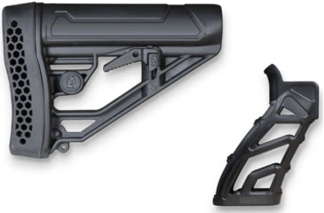 Image of EDEMO OpticsPlanet Exclusive Adaptive Tactical EX Perfomance Adjustable AR Rifle Mil-Spec Stock w/LTG AR Grip Combo Set, Black, AT-02012-1900, EDEMO5