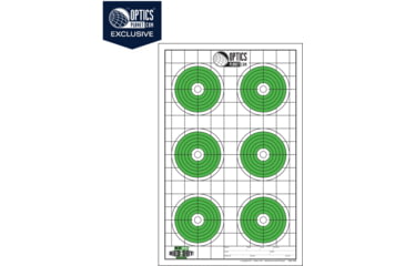 Image of OpticsPlanet Exclusive EZ2C Targets Red Dot Optics Style 6, Green and Black Ink on High Quality White Paper, 25 Pack, EZ2CRD06