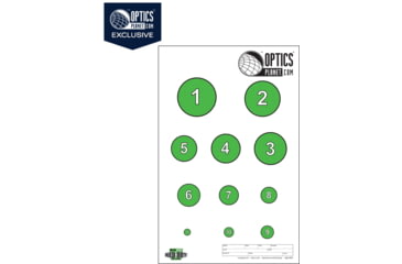 Image of OpticsPlanet Exclusive EZ2C Targets Red Dot Optics Style 7, Green and Black Ink on High Quality White Paper, 25 Pack, EZ2CRD07