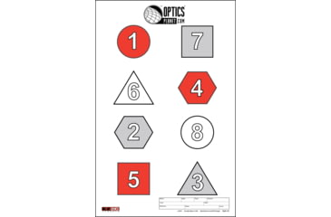 Image of OpticsPlanet Exclusive EZ2C Targets Style 25, Recognition And Aquisition Drill Target , 25 Pack, Red/Black/White, EZ2CS025