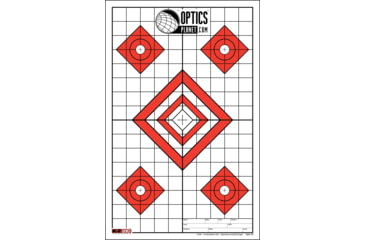 Image of OpticsPlanet Exclusive EZ2C Targets Style 28, Five Diamonds With Grids Target, 25 Pack, Red/Black/White, EZ2CS028
