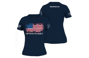 Image of OpticsPlanet Exclusive Grunt Style American Flag T-Shirt Womens, Navy, Large, 3900-Navy-L
