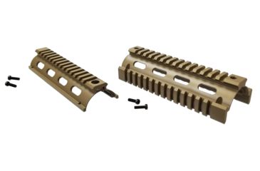 Image of OpticsPlanet Exclusive M4 Cerakote Quad Rail Handguard, Carbine Length, Cerakote, Flat Dark Earth, NSN N, XOP-M4QRC