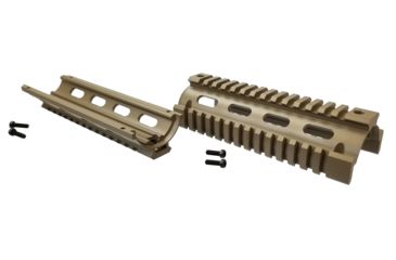 Image of OpticsPlanet Exclusive M4 Cerakote Quad Rail Handguard, Carbine Length, Cerakote, Flat Dark Earth, NSN N, XOP-M4QRC