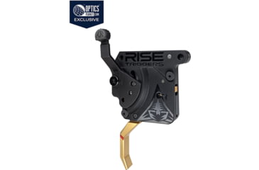 Image of OpticsPlanet Exclusive Rise Armament OPMOD Reliant Hex-C Action Drop-in Rifle Trigger, Remington 700, Curved, 2-5lb, Black/Gold, 850062094208