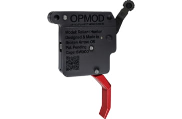 Image of OpticsPlanet Exclusive Rise Armament OPMOD Reliant Hex-C Action Drop-in Rifle Trigger, Remington 700, Curved, 2-5lb, Black/Red, 850062094192