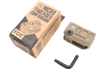 Image of OpticsPlanet Exclusive Strike Industries Micro QUAD V Threaded 9mm Compensator, 1/2x28, Cerakote, Flat Dark Earth, SI-MC-QUAD-V-FDE