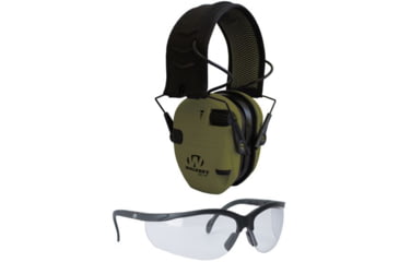 Image of OpticsPlanet Exclusive Walkers Xtreme Digital Razor Muffs with Shooting Glasses Combo, Olive Drab Green, GWP-XDRSEMSGL-ODG