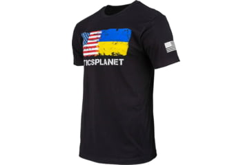 Image of OpticsPlanet Ukraine/US Flag Short Sleeve T-Shirt - Mens, Small, Black, SMALL-MEN-S