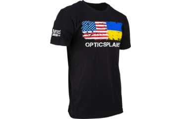 Image of OpticsPlanet Ukraine/US Flag Short Sleeve T-Shirt - Mens, Small, Black, SMALL-MEN-S
