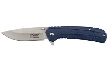 Image of OpticsPlanet Exclusive OpticsPlanet Spring Assisted Folding Knife, 7.5in Overall, Blue Handle, Silver Steel Blade, OP-A094