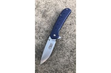 Image of OpticsPlanet Exclusive OpticsPlanet Spring Assisted Folding Knife, 7.5in Overall, Blue Handle, Silver Steel Blade, OP-A094