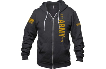 Image of Oscar Mike Army Vertical Logo Zip Up T-Shirt - Mens, Charcoal, M, U-OM-CHARC-03-0375-M