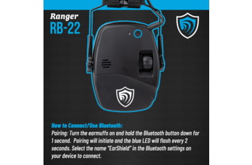 Image of Otis Technology Ear Shield Ranger Bluetooth Ear Muffs, 22dB, Black, FG-ES22B-BKH