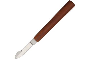 Image of OTTER-Messer Scraping &amp; Erasing Knife Fixed Blade Knife, 1.875in, Stainless Steel, Standard Edge, Mirror Polish, Cherry, Wood Handle OTT505