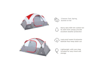Image of Outbound 6-Person 3-Season Lightweight Dome Tent w/Carry Bag and Rainfly, Red, CTI0765451