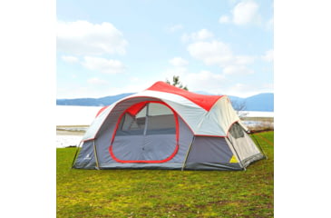 Image of Outbound 8-Person 3-Season 2-Room Lightweight Dome Tent w/ Carry Bag and Rainfly, Red, CTI0765454