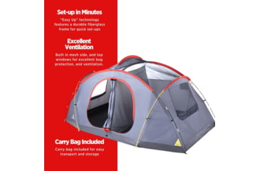 Image of Outbound 8-Person 3-Season 2-Room Lightweight Dome Tent w/ Carry Bag and Rainfly, Red, CTI0765454
