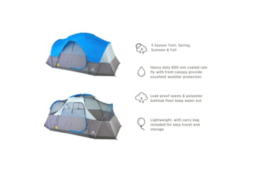 Image of Outbound 8-Person 3-Season Lightweight Dome Tent w/Carry Bag and Rainfly, Blue, CTI0765455