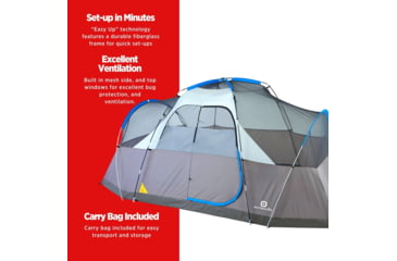 Image of Outbound 8-Person 3-Season Lightweight Dome Tent w/Carry Bag and Rainfly, Blue, CTI0765455