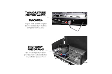 Image of Outbound Portable Propane Gas Camping Stove w/2 Burners, Black, CTI07658131