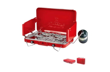 Image of Outbound Portable Propane Gas Camping Stove w/2 Burners, Red, CTI0765813
