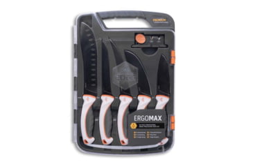 Image of Outdoor Edge Cutlery Ergo Max 6-Piece Professional Grade Processing Knife Set, Black Titanium Coated 5Cr13Mov Blades, Triple Shot w/TPR Handle, EM1