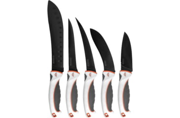 Image of Outdoor Edge Cutlery Ergo Max 6-Piece Professional Grade Processing Knife Set, Black Titanium Coated 5Cr13Mov Blades, Triple Shot w/TPR Handle, EM1