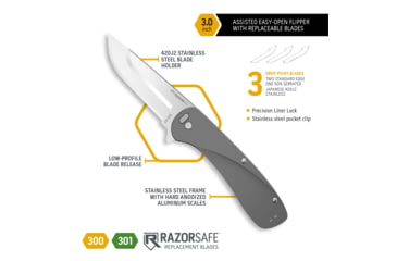 Image of Outdoor Edge Cutlery Outdoor Edge Razor Vx1 3 Fldr Cool Gray Alum Spring Assist