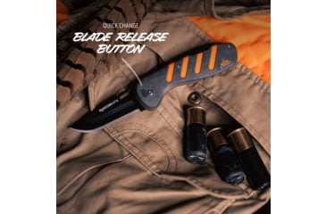 Image of Outdoor Edge Cutlery Razor HTX Folding Knife, 3in, 420J2 Stainless Steel, Drop Point Blade, Gray/Orange Handle, HTX30Y6C