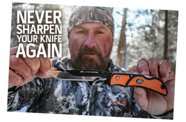 Image of Outdoor Edge Cutlery Razor-Lite EDC Folding Knife, 3 in, Japanese 420J2 stainless, Drop Point, Grivory w/ TPR Inserts, Orange Handle, 4-Blade Combo Set, Blister, RLB30-30C